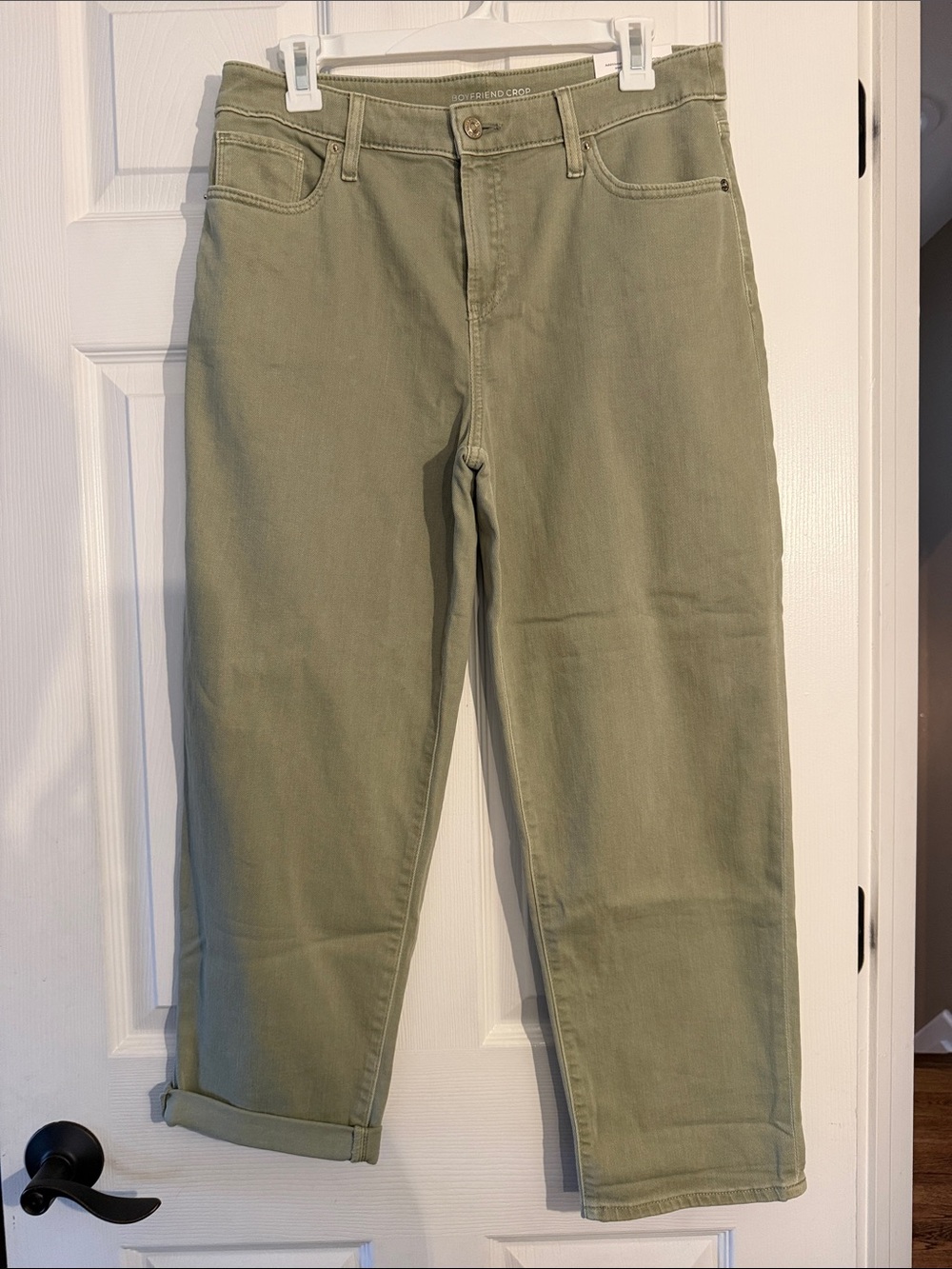 Chico's Boyfriend Crop Jeans in Olive Green 8 NWT